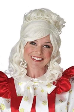 California Costumes Polyester Mrs. Claus Wig And Bun Clip, Standard