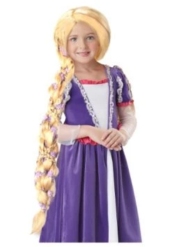 Rapunzel Costume Wig With Flowers For Girls