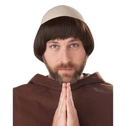 California Costumes Mens Medieval Friar Halloween Wig With Bald Cap Brown -California Costume Collections Shop 41BPr1kO6cL 1