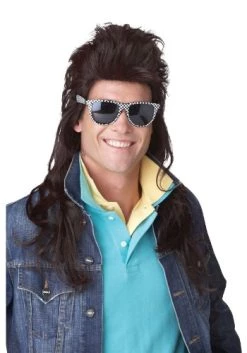 80s Brown Rock Mullet Wig