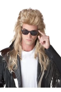 80s Brown Rock Mullet Wig