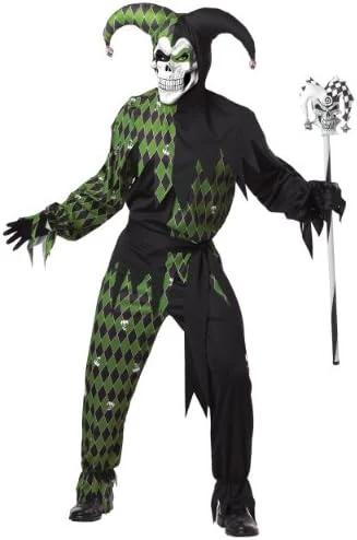 Mens Green Scary Jester Costume 5 Mens Green Scary Jester Costume - Image 3