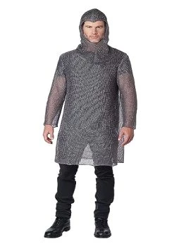 Adult Metallic Knit Chainmail Tunic & Cowl Costume