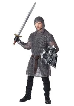 Adult Metallic Knit Chainmail Tunic & Cowl Costume -California Costume Collections Shop 41S2E51 XQL