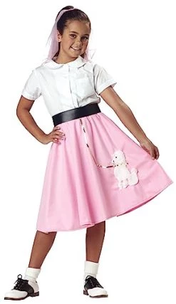 Kids Pink Poodle Skirt Costume