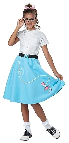 Girls Blue 50's Poodle Skirt Costume