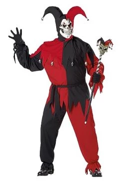 California Costumes Mens Plus-size Evil Jester Adult Sized Costume, Black/Red, PLUS