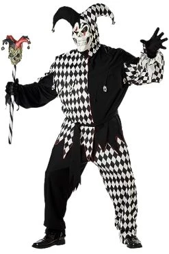California Costumes Men's Plus Size- Black Evil Jester, Black/White, PLUS (48-52) Costume