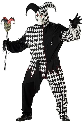 California Costumes Men's Plus Size- Black Evil Jester, Black/White, PLUS (48-52) Costume 3 California Costumes Men's Plus Size- Black Evil Jester, Black/White, PLUS (48-52) Costume
